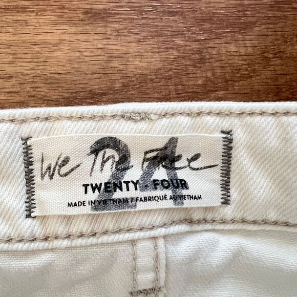 Free People Skirt Size 24 White Bailey Denim Mini Raw Frayed Hem - Picture 3 of 9